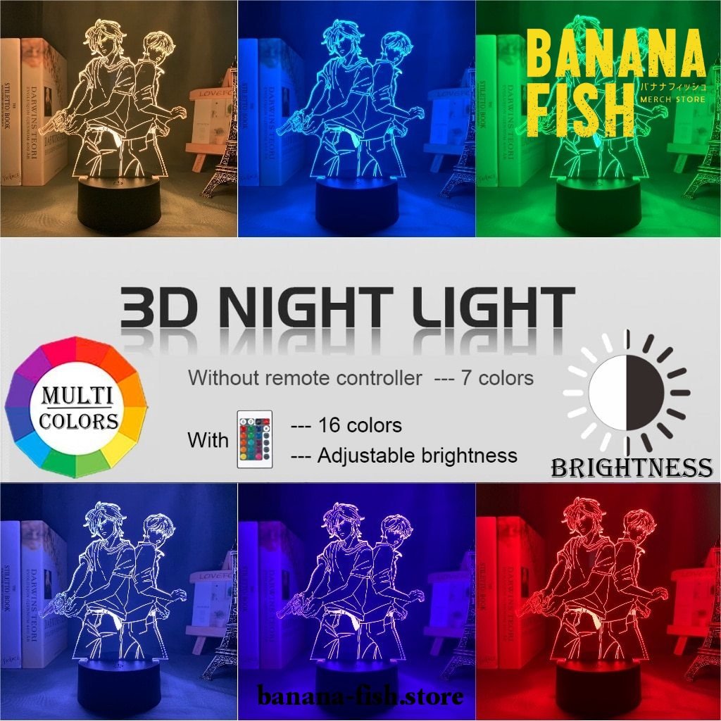 Banana Fish Ash Lynx and Eiji Okumura 3D Led Night Light - Banana