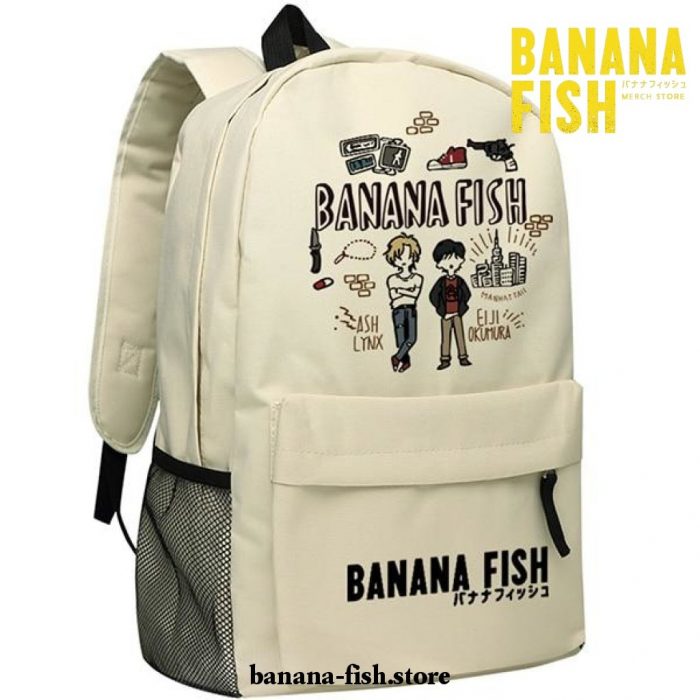 Banana Fish Backpack Oxford School Bag Teenage Beige