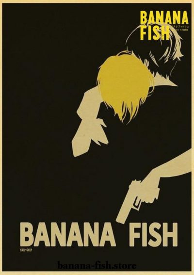 Banana Fish Black Vintage Kraft Paper Poster