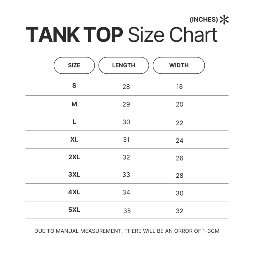 Tank Top Size Chart - Banana Fish Store